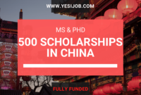 500 MS PHD Scholarship In China 2021 Fully Funded